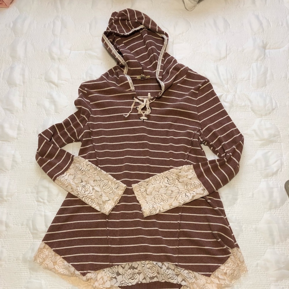 Waffle knit hoodie